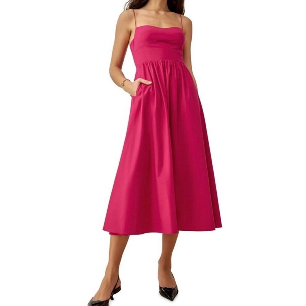 Reformation Vinny Midi Dress in Rhubarb